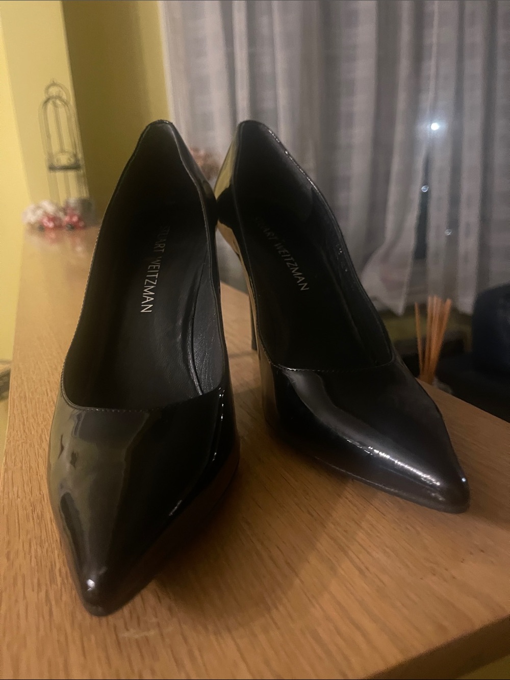 Stuart Weitzman Black Patent Pointed Toe Stiletto Pumps